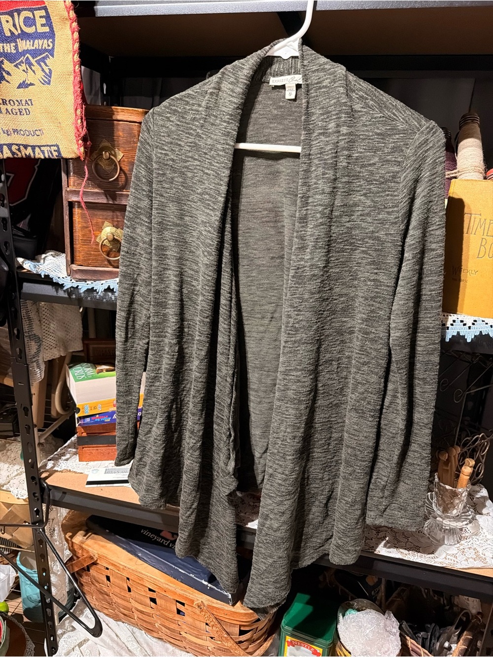 Caslon Heather Gray Open-Front Lightweight Cardigan
